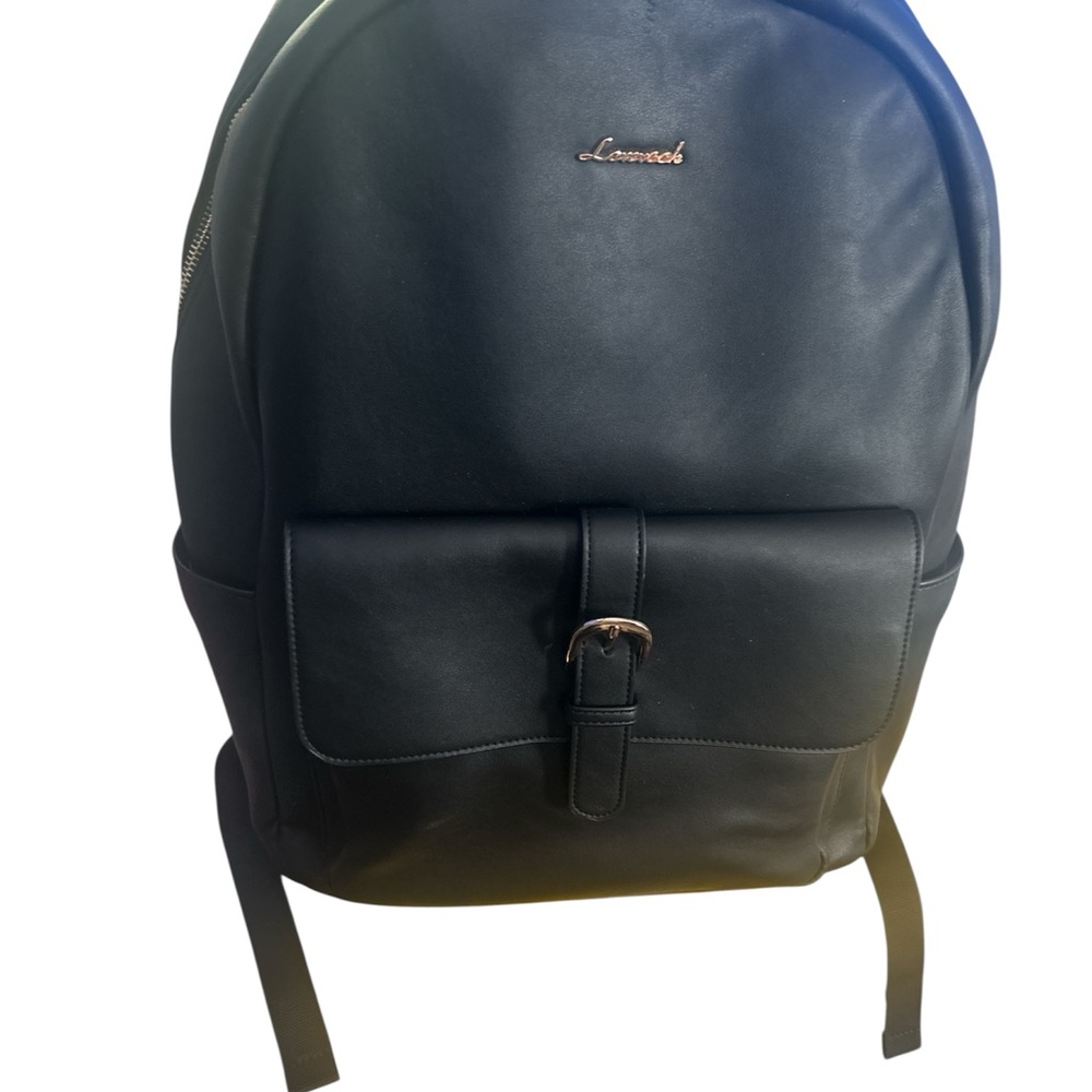 Black Faux Leather Backpack